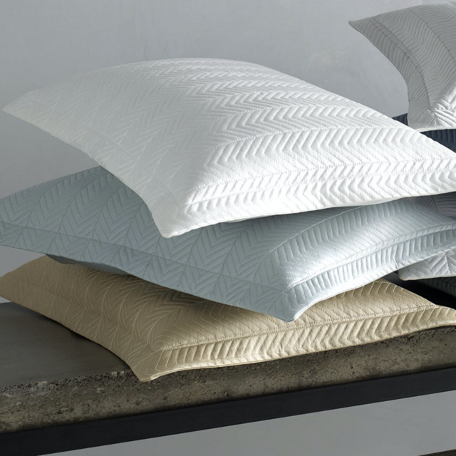Matouk Netto Quilted Euro Sham in "Bone"