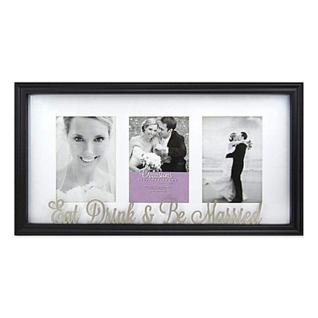 Occasions 3-Photo Eat Drink & Be Married Collage Frame in Black