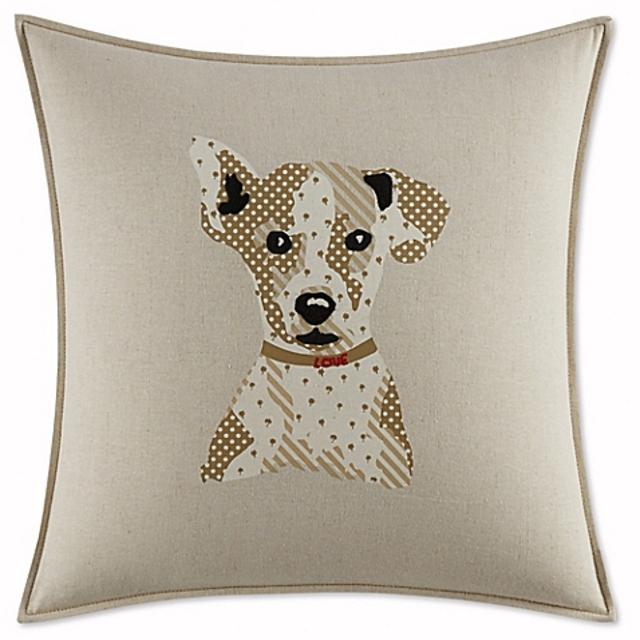 ED Ellen DeGeneres Toluca Dog Square Throw Pillow in Beige