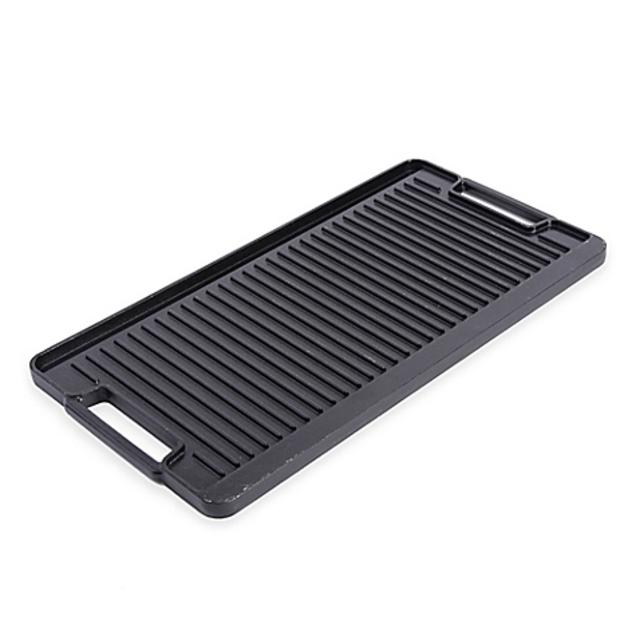 Artisanal Kitchen Supply™ Pre-Seasoned Cast Iron Double Burner Grill/Griddle in Black