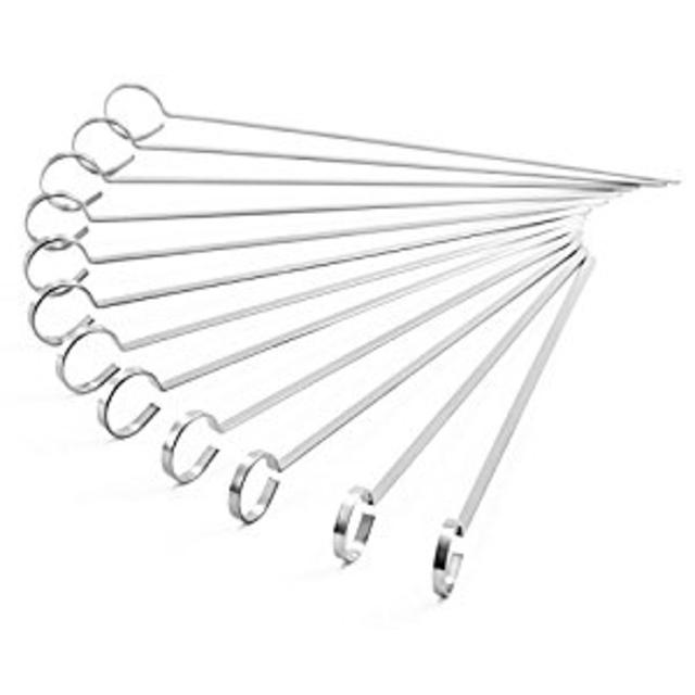 Grill BBQ Barbecue Skewers, Shish Kabob Sticks - 12-Inch, Stainless Steel Kebab - One Dozen (12-Pack)