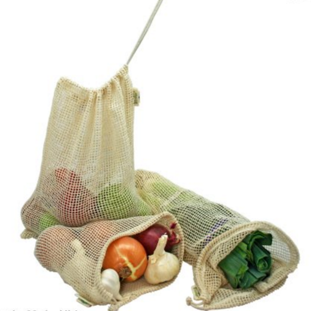 Set of 6 Organic Cotton Mesh Shopping/ Produce Bags