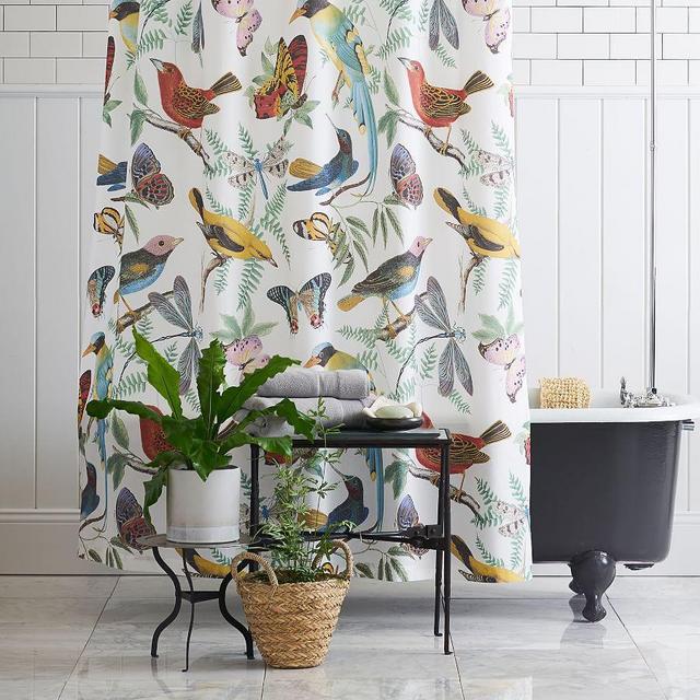 Fauna Bird Cotton Shower Curtain, 72"