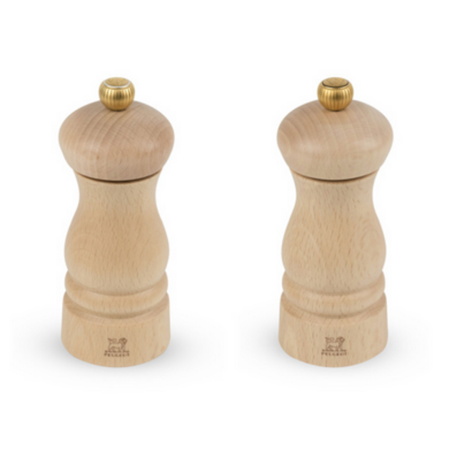 Clermont Manual Salt and Pepper Mills Duo, Beech Wood, Natural, 13cm - 5in