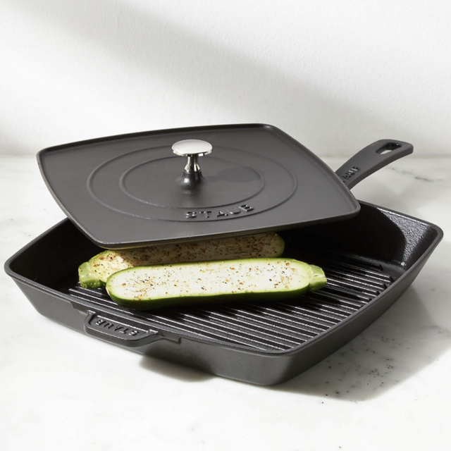 Staub Matte Black 12" Square Grill Pan and Press