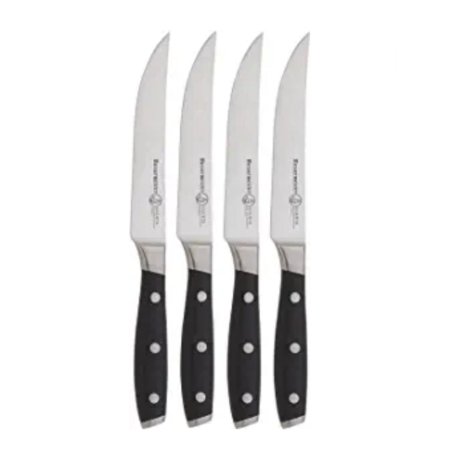 Messermeister Avanta Fine Edge Steak Knife Set, 4-Piece, Black