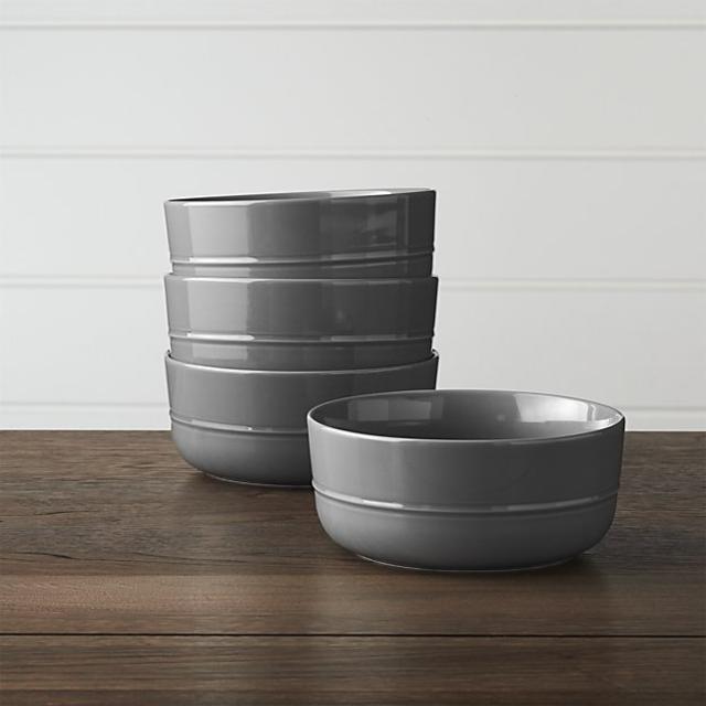 Set of 4 Hue Dark Grey Bowls