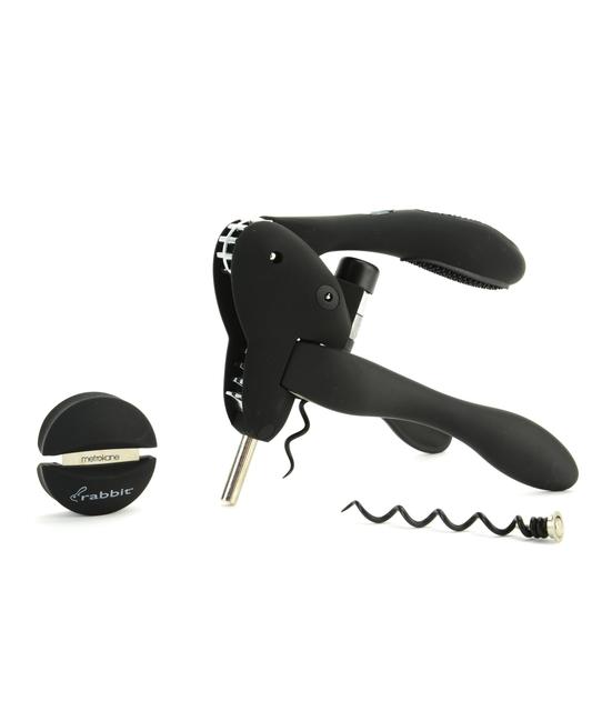 Rabbit Original Lever Corkscrew with Foil Cutter and Extra Spiral (Velvet Black)