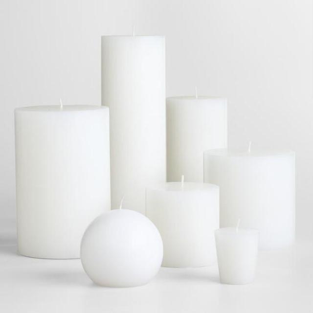 White Unscented Candle Collection