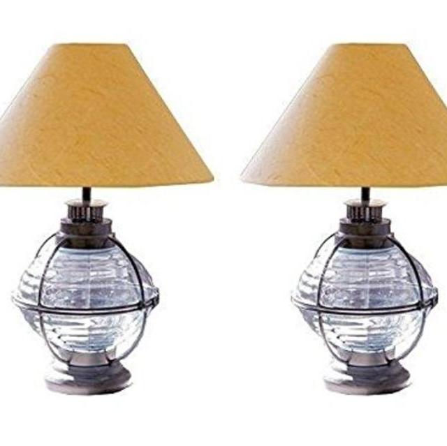 19" Nautical Ship's-bouy Style-caged Onion Lamp-zinc Light Blue w/ Shade 2 Pack