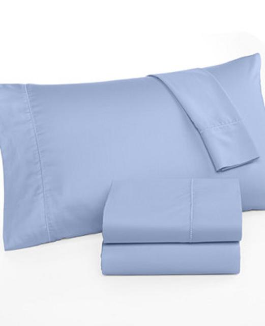 Martha Stewart Collection Queen Open Stock Fitted Sheet in SKY, 300 Thread Count 100% Cotton, Only at Macy's