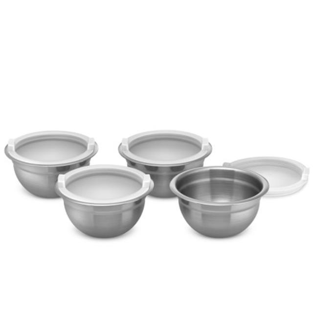 Stainless-Steel Prep Bowls with Lids, Set of 4
