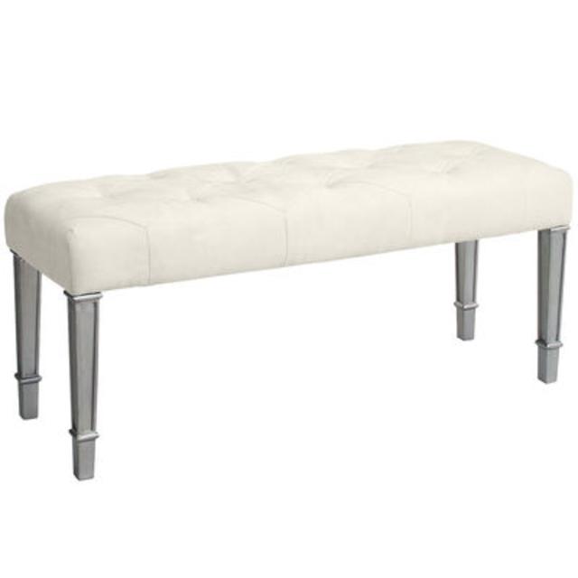 Hayworth Ivory Bench - Silver