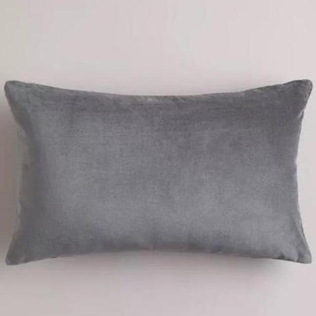 Tornado Gray Velvet Lumbar Pillow 12x20
