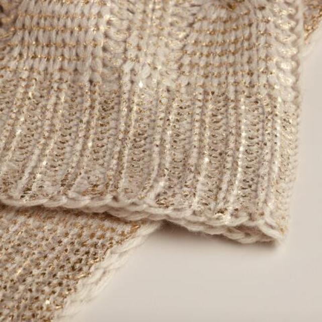 Champagne Metallic Cable Knit Throw