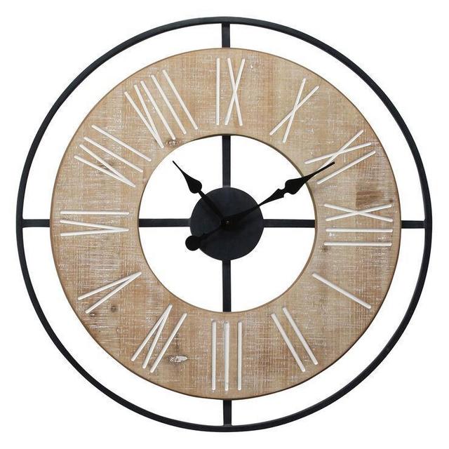 Wood Metal Frame Clock