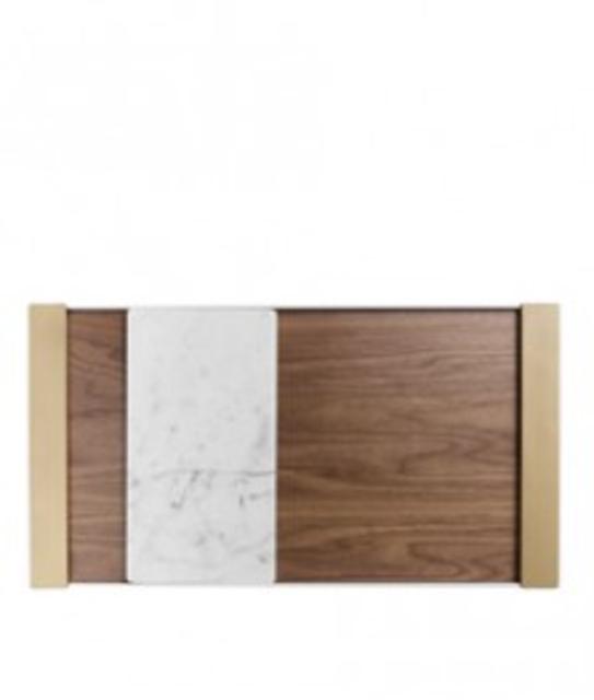 Perimeter Tray in Brass, White, Walnut