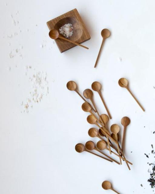 Pair of Teak Mini Condiment Spoons