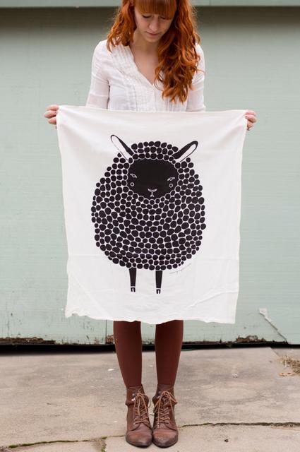 Black Sheep Tea Towel, Printed with Eco Friendly Inks