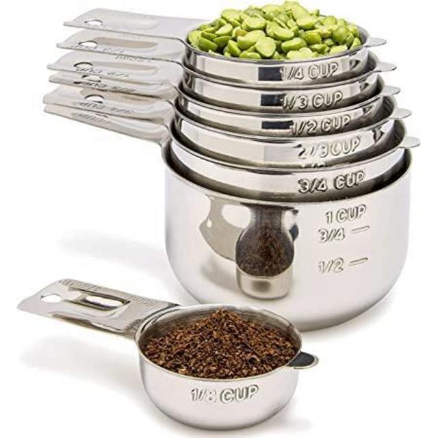 Simply Gourmet Stainless Steel Measuring Cups - Measuring Cup Set for Cooking & Baking, Set of 7.