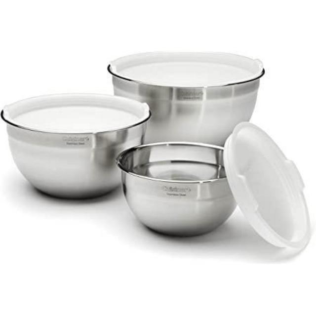Cuisinart Stainless Steel Mixing Bowls with Lids, 3 Piece