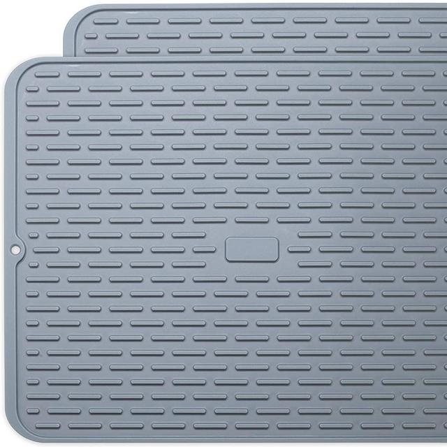 To encounter Silicone Dish Drying Mat -Large 17" x 13" - Set of 2 Flexible Rubber Drying Mat, Heat Resistant Silicone Trivet, Counter Top Mat, Dish Draining Mat, Sink Mat