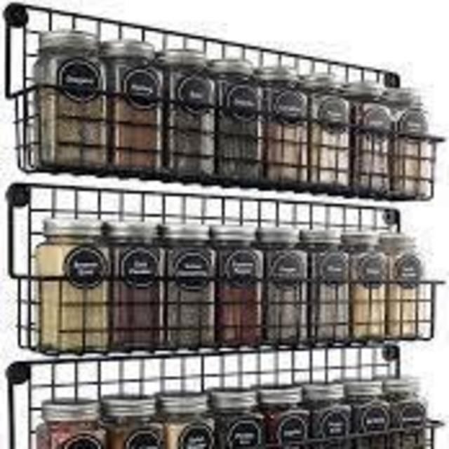 Farmhouse Style Hanging Spice Racks For Wall Mount