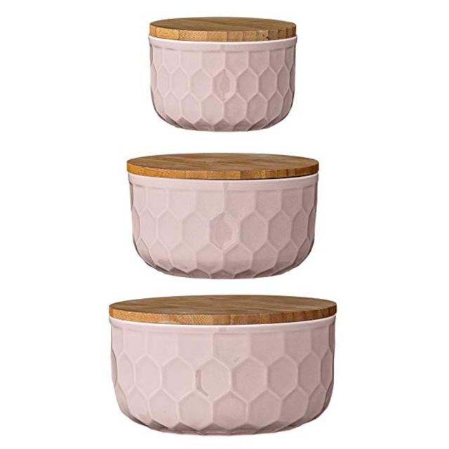 Ceramic Bowl Set with Bamboo Lids