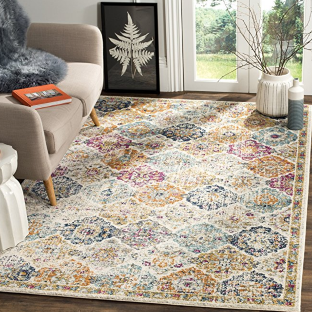 Multicolored Distressed Area Rug