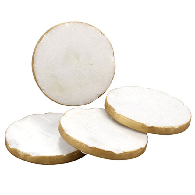 White Marble/Gold Edged Coasters