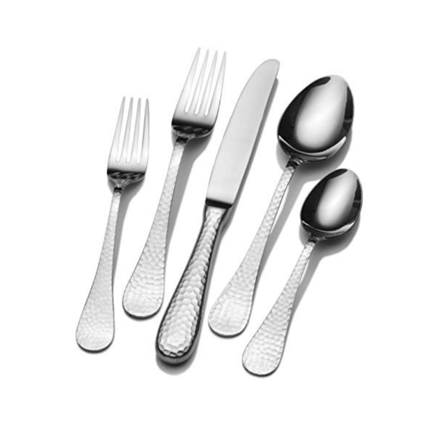 Wallace 5030397 Continental Hammered 78-Piece 18/0 Stainless Steel Flatware Set, Service for 12