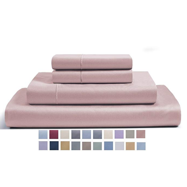 800-Thread-Count Egyptian Cotton Deep Pocket Sateen Weave King Sheet Set, Sepia Rose