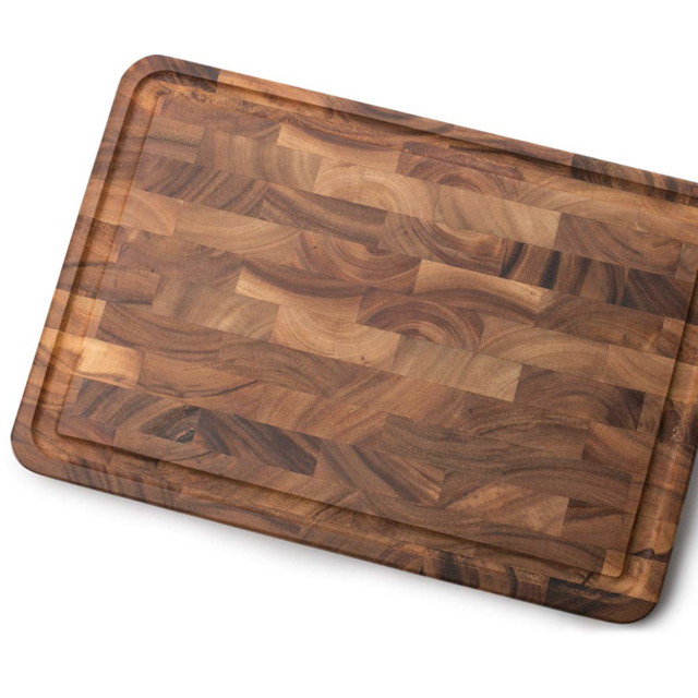 Ironwood Gourmet Charleston End Grain Board with Channel, Acacia Wood