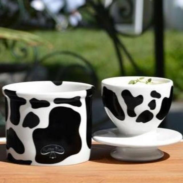 Black & White Cow Pattern Butter Bell Crock