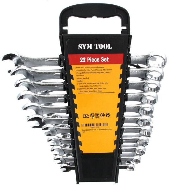 Wrench Set, 22 Piece, Combo Set SAE and Metric By SYM Tools