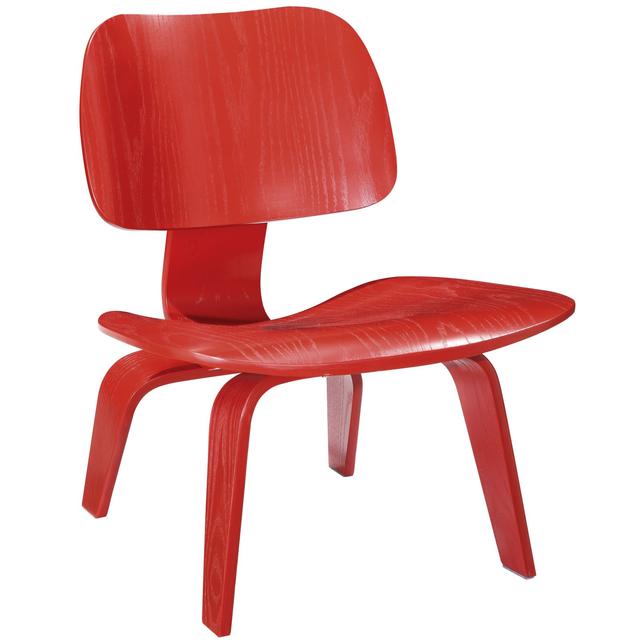 LexMod Fathom Wood Lounge Chair in Red