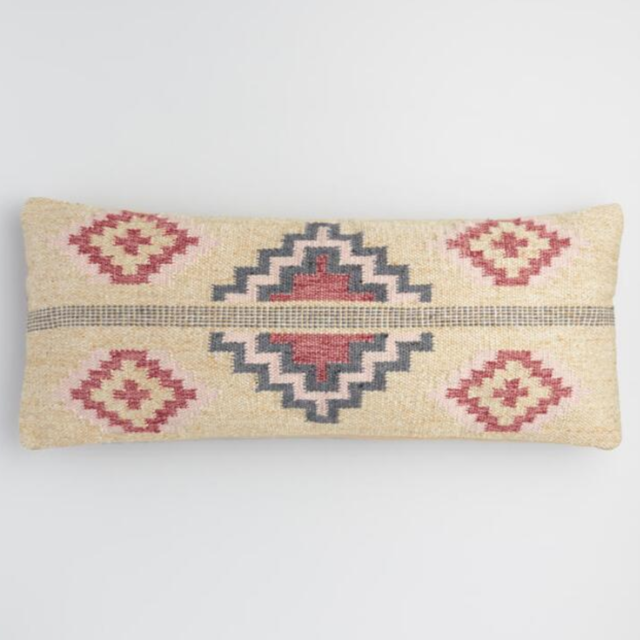 Oversized Khaki Woven Nova Indoor Outdoor Lumbar Pillow