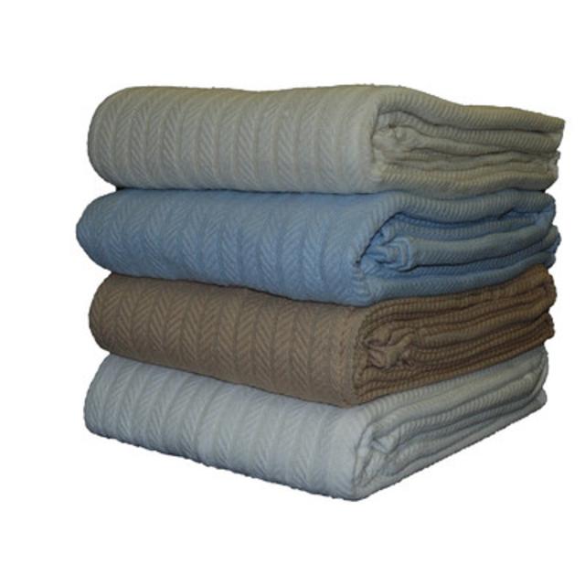 All Seasons Cotton Cable Blanket- White- Queen Size