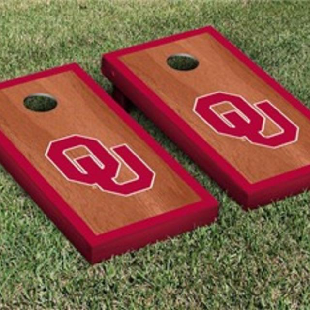 Oklahoma Sooners Rosewood Stained Border Cornhole Game Set