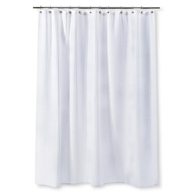 Waffle Weave White Shower Curtain