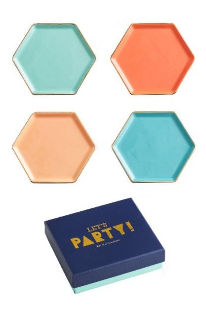 Let's Party! Set of 4 Hexagonal Coasters