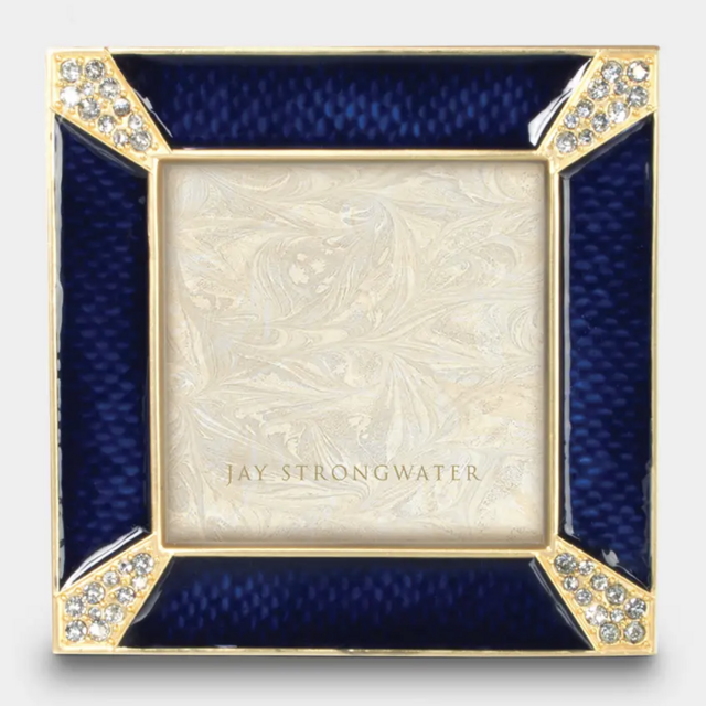 Jay Strongwater Leland Indigo Pave Corner 2" Square Picture Frame