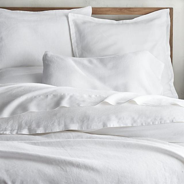 Lino II White Linen King Duvet Cover