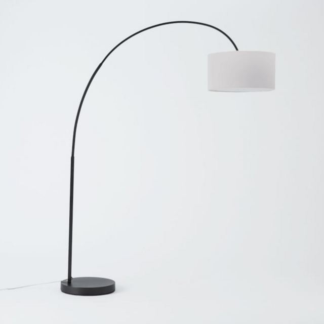 Overarching Linen Shade Floor Lamp (79") - White Shade - Antique Bronze Finish