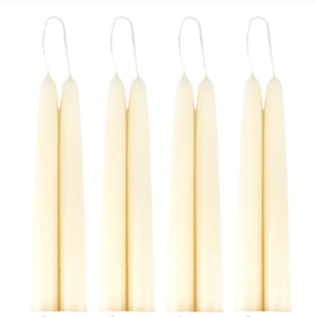 Hand-Dipped Beeswax Taper Candles - Ivory