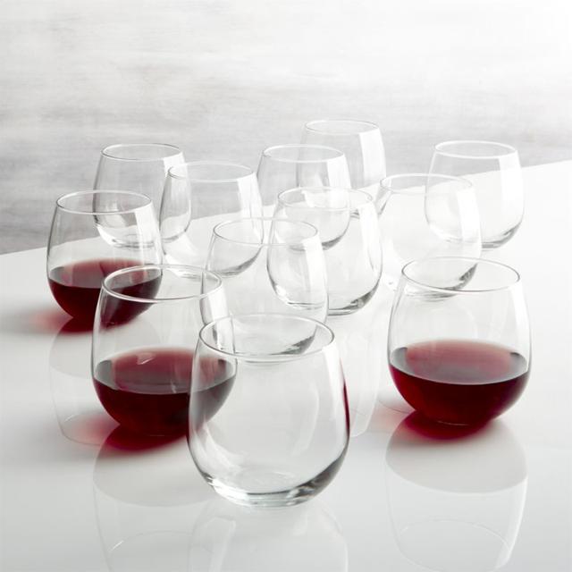 Set of 12 Stemless Red Wine Glasses 17 oz.