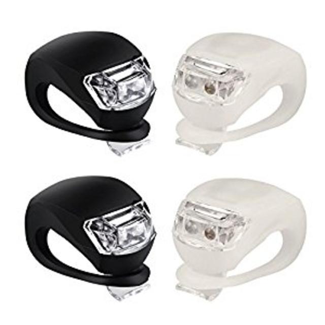 Refun Bicycle Light - Front and Rear Silicone LED Bike Light Set - 2 High Intensity Multi-purpose Water Resistant Headlight - 2 Taillight for Cycling Safety– Spare Batteries Included