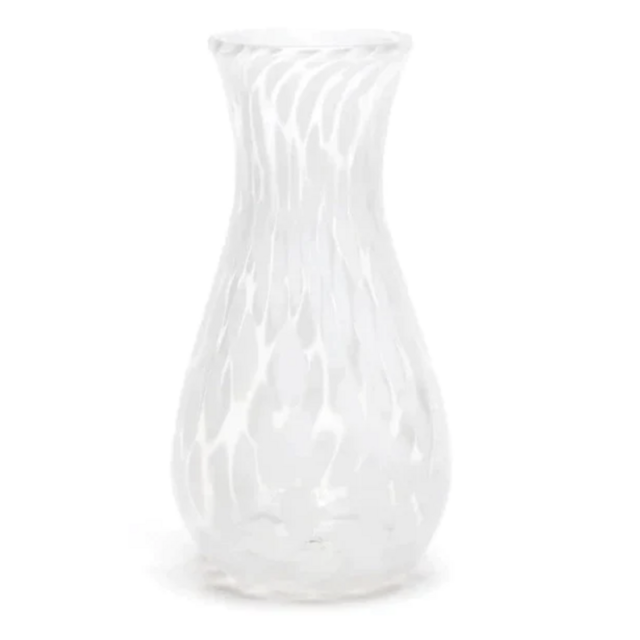 White Transparent Spotted Bud Vase