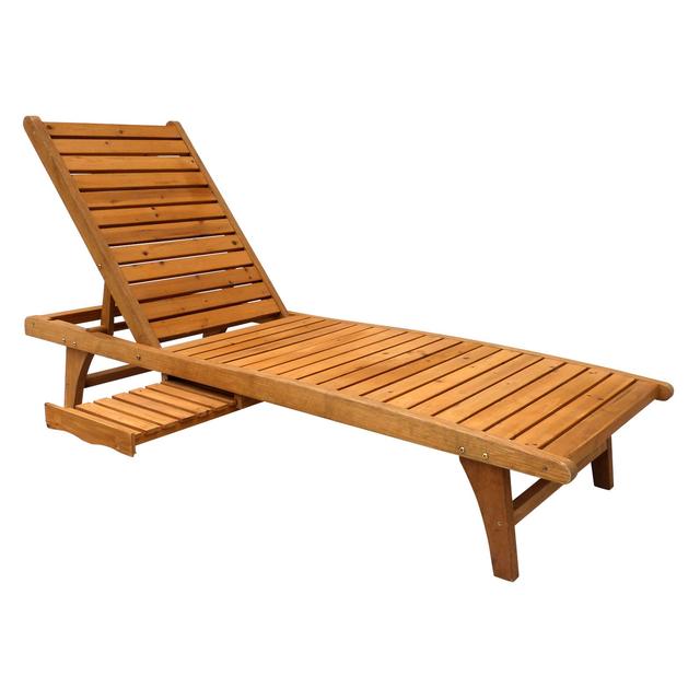 Leisure Season Chaise Lounge with Pull-Out Tray
