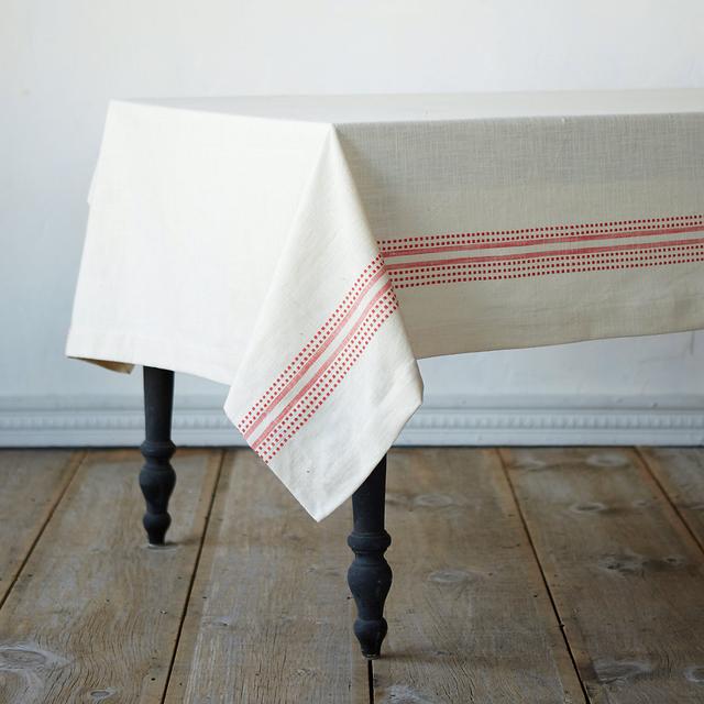 Dot & Dash Cotton Tablecloth (Red)